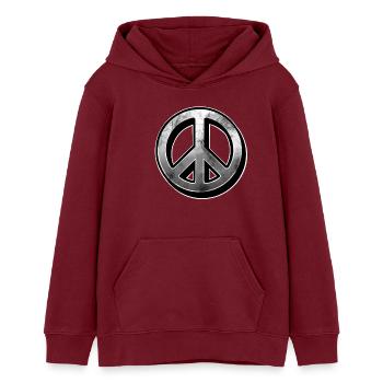 Signe de paix - Sweat à capuche ado bio Stanley/Stella - bordeaux - Devant - AI Model Teenager Male dark (155cm)