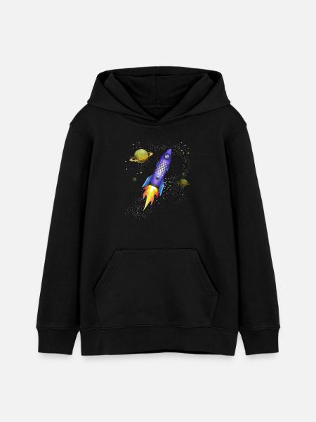 Rakete im Weltall - Teenager Organic Hoodie Mini Cruiser von Stanley/Stella - Schwarz