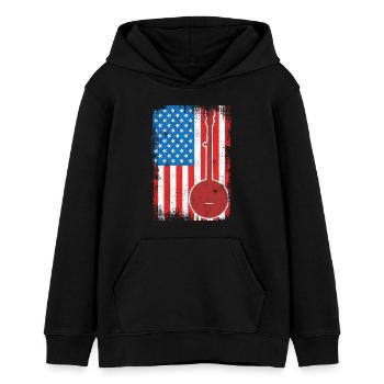 Banjo 4. Juli USA - Teenager Organic Hoodie Mini Cruiser von Stanley/Stella - Schwarz - Vorne - AI Model Teenager Male light (155cm)
