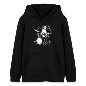 Penguin Schlagzeuger Line Art Tee - Teenager Organic Hoodie Mini Cruiser von Stanley/Stella - Schwarz - Vorne - AI Model Teenager Male light (155cm)