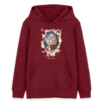 Bibelzitat Christlich - Teenager Organic Hoodie Mini Cruiser von Stanley/Stella - Burgunderrot - Vorne - AI Model Teenager Male dark (155cm)
