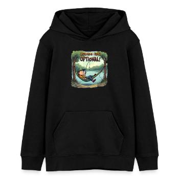 Attraper du poisson ? Optionnel! Chemise de pêche pêcheur - Sweat à capuche ado bio Stanley/Stella - noir - Devant - AI Model Teenager Male light (155cm)