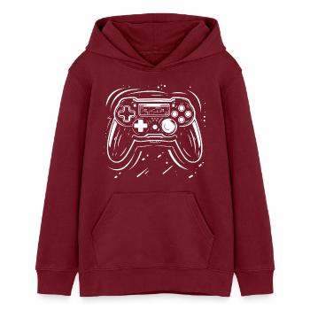 Dessin de manette de jeu - Sweat à capuche ado bio Stanley/Stella - bordeaux - Devant - AI Model Teenager Male dark (155cm)