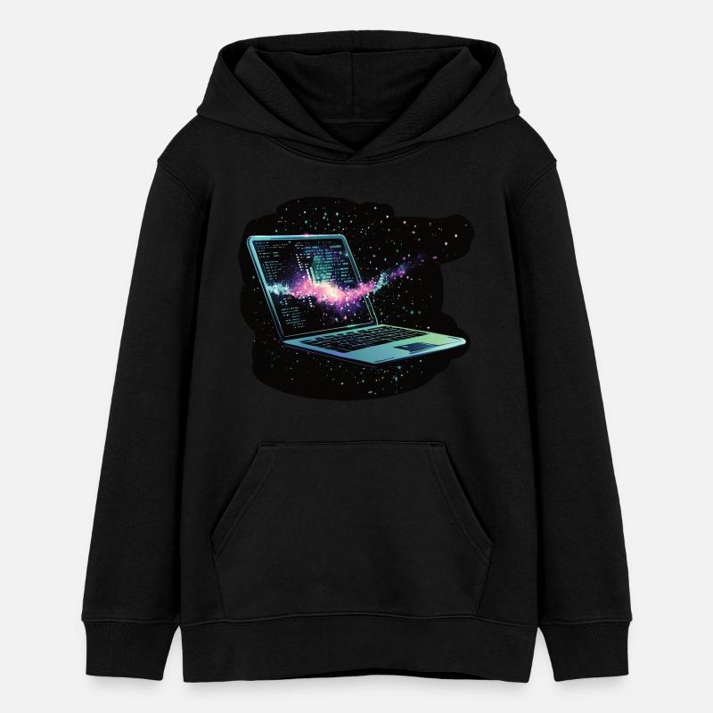 Ordinateur portable dans l’espace - Informatique - Nerd - Sweat à capuche ado bio Stanley/Stella - noir