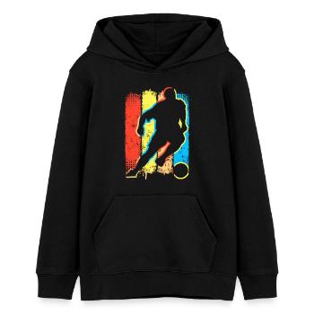 Football - Retro Footballer - Football Game - Goal - Teens Organic Hoodie by Stanley/Stella - black - Front - AI Model Teenager Male light (155cm)