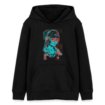 Kopfhörer Mädchen Frau Musik Sound Beat Neon Pink - Teenager Organic Hoodie Mini Cruiser von Stanley/Stella - Schwarz - Vorne - AI Model Teenager Male light (155cm)