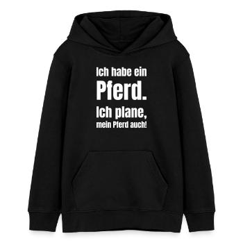 Ich habe ein Pferd – Pläne inklusive - Teenager Organic Hoodie Mini Cruiser von Stanley/Stella - Schwarz - Vorne - AI Model Teenager Male light (155cm)