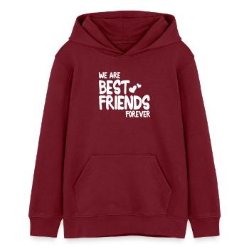 we are best friends forever i 1c - Sweat à capuche ado bio Stanley/Stella - bordeaux - Devant - AI Model Teenager Male dark (155cm)