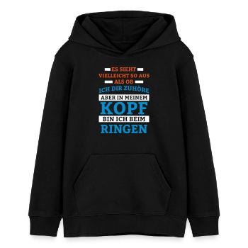Ringen Sportart - Teenager Organic Hoodie Mini Cruiser von Stanley/Stella - Schwarz - Vorne - AI Model Teenager Male light (155cm)