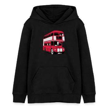 London-Bus (3 color) - Teenager Organic Hoodie Mini Cruiser von Stanley/Stella - Schwarz - Vorne - AI Model Teenager Male light (155cm)