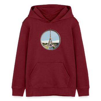 Tour Eiffel - Sweat à capuche ado bio Stanley/Stella - bordeaux - Devant - AI Model Teenager Male dark (155cm)