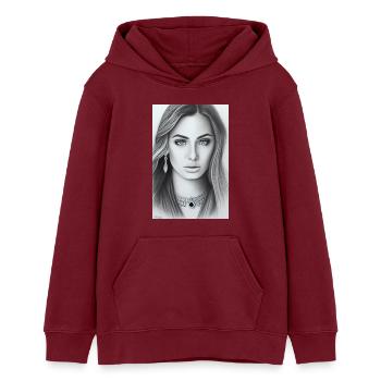 Frau mit Schmuck - Teenager Organic Hoodie Mini Cruiser von Stanley/Stella - Burgunderrot - Vorne - AI Model Teenager Male dark (155cm)