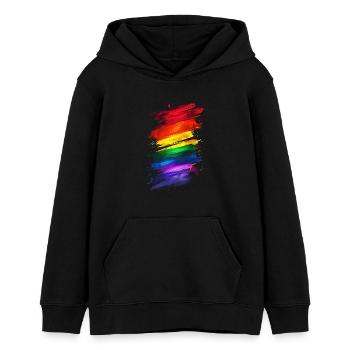 Abstract Rainbow Pride Design - Vibrant art - Teens Organic Hoodie by Stanley/Stella - black - Front - AI Model Teenager Male light (155cm)