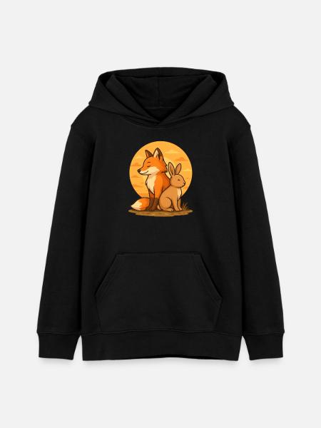 Fuchs und Hase - Teenager Organic Hoodie Mini Cruiser von Stanley/Stella - Schwarz