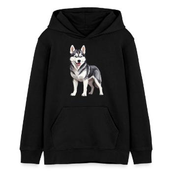 Niedlicher Husky - Teenager Organic Hoodie Mini Cruiser von Stanley/Stella - Schwarz - Vorne - AI Model Teenager Male light (155cm)