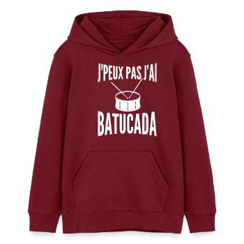 Batucada Schlagzeug | Samba - Teenager Organic Hoodie Mini Cruiser von Stanley/Stella - Burgunderrot - Vorne - AI Model Teenager Male dark (155cm)