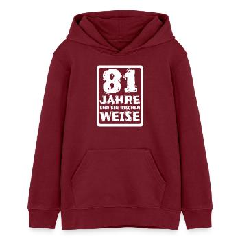 Weisheit 81 - Teenager Organic Hoodie Mini Cruiser von Stanley/Stella - Burgunderrot - Vorne - AI Model Teenager Male dark (155cm)