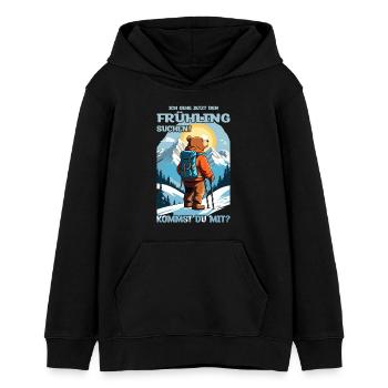 Bär sucht den Frühling - Teenager Organic Hoodie Mini Cruiser von Stanley/Stella - Schwarz - Vorne - AI Model Teenager Male light (155cm)