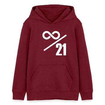 Bitcoin 21 Millionen Limit - Unendlich Wertvoll - Teenager Organic Hoodie Mini Cruiser von Stanley/Stella - Burgunderrot - Vorne - AI Model Teenager Male dark (155cm)