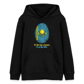 Empreinte génétique Kazakhstan - Drapeau Proud Roots - Sweat à capuche ado bio Stanley/Stella - noir - Devant - AI Model Teenager Male light (155cm)