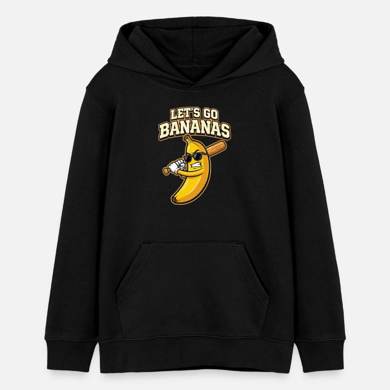 Lets Go Bananas Baseball Design Sportif Drôle - Sweat à capuche ado bio Stanley/Stella - noir
