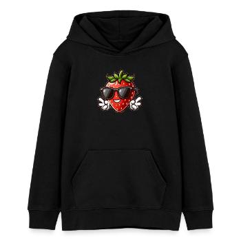 Cool fraise paix fruité design d’été - Sweat à capuche ado bio Stanley/Stella - noir - Devant - AI Model Teenager Male light (155cm)