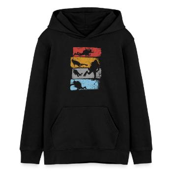 Aquatic Silhouette Stripes - Teens Organic Hoodie by Stanley/Stella - black - Front - AI Model Teenager Male light (155cm)