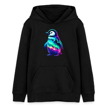 Manchot aurore boréale - Sweat à capuche ado bio Stanley/Stella - noir - Devant - AI Model Teenager Male light (155cm)
