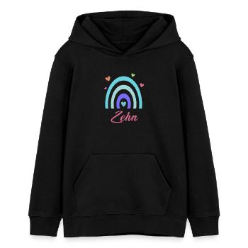 10. Geburtstag Regenbogen - Teenager Organic Hoodie Mini Cruiser von Stanley/Stella - Schwarz - Vorne - AI Model Teenager Male light (155cm)