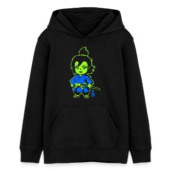 Neon Ninja-Chibi im Kimono - Teenager Organic Hoodie Mini Cruiser von Stanley/Stella - Schwarz - Vorne - AI Model Teenager Male light (155cm)
