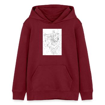 Isolated Craziness, Black and White variant - Sweat à capuche ado bio Stanley/Stella - bordeaux - Devant - AI Model Teenager Male dark (155cm)
