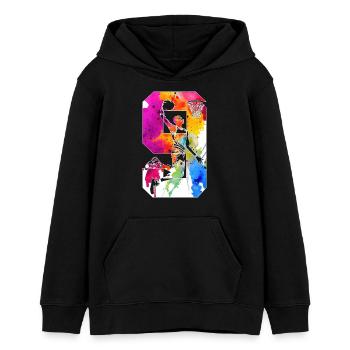 9. GEBURTSTAG BASKETBALL NUMMER 9 - Teenager Organic Hoodie Mini Cruiser von Stanley/Stella - Schwarz - Vorne - AI Model Teenager Male light (155cm)