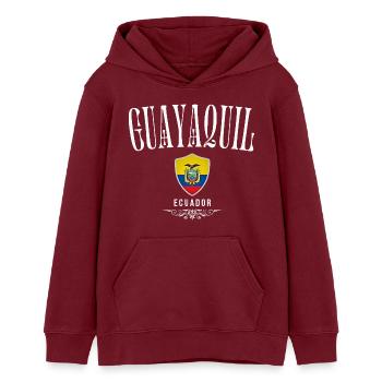 Guayaquil Ecuador, elegantes minimalistisches Design - Teenager Organic Hoodie Mini Cruiser von Stanley/Stella - Burgunderrot - Vorne - AI Model Teenager Male dark (155cm)
