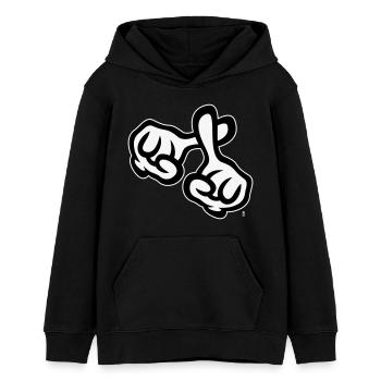 Fingerkreuz (Hände / Kreuz / Religion / NEG 1C) - Teenager Organic Hoodie Mini Cruiser von Stanley/Stella - Schwarz - Vorne - AI Model Teenager Male light (155cm)