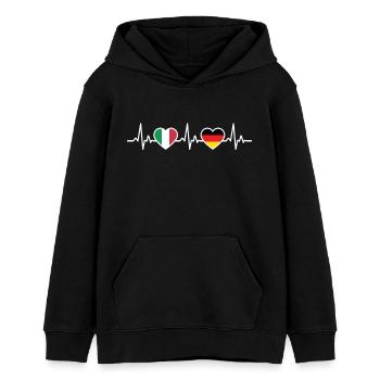 Italien Deutschland Herzschlag Flagge Italiener - Teenager Organic Hoodie Mini Cruiser von Stanley/Stella - Schwarz - Vorne - AI Model Teenager Male light (155cm)