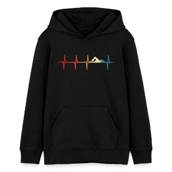 Schwimmer Retro Herzschlag Schwimmen - Teenager Organic Hoodie Mini Cruiser von Stanley/Stella - Schwarz - Vorne - AI Model Teenager Male light (155cm)