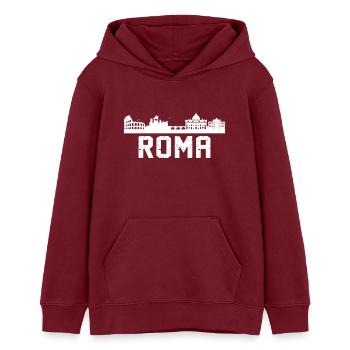 Roma Skyline - Teens Organic Hoodie by Stanley/Stella - burgundy - Front - AI Model Teenager Male dark (155cm)