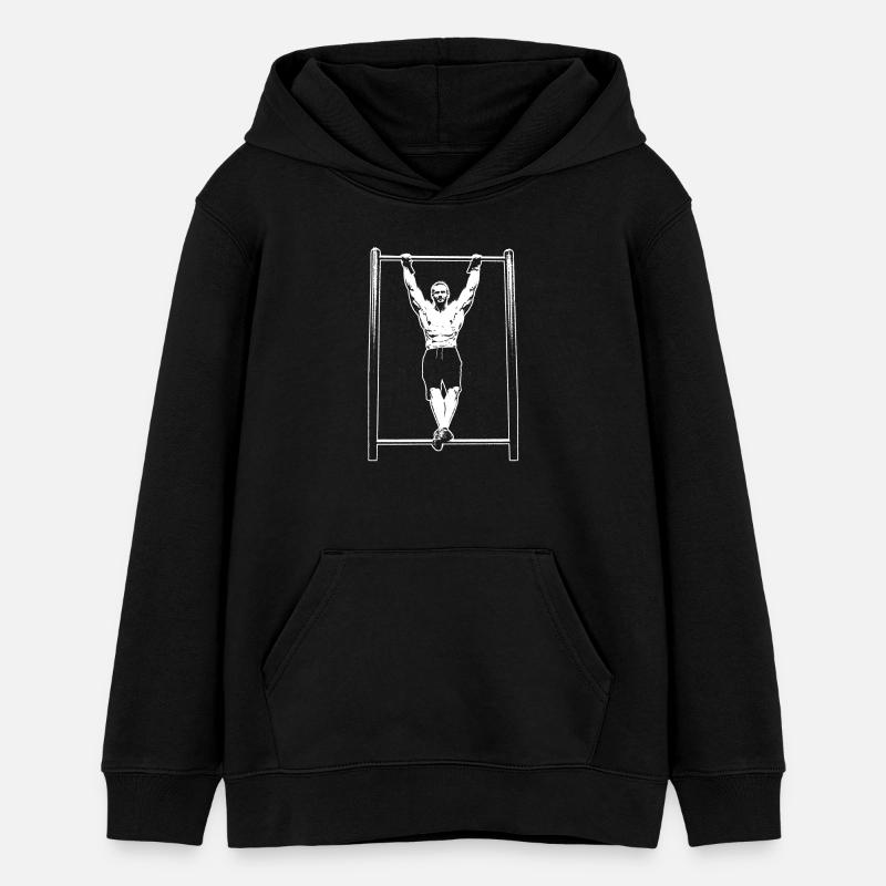Silhouette de la pose suspendue de la calisténie - Sweat à capuche ado bio Stanley/Stella - noir