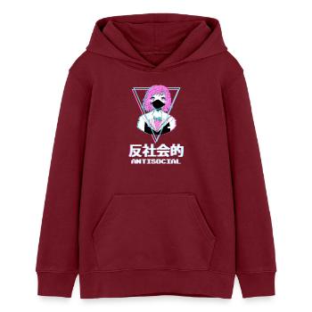 Esthétique de fille asociale, lunatique et mignonne - Sweat à capuche ado bio Stanley/Stella - bordeaux - Devant - AI Model Teenager Male dark (155cm)