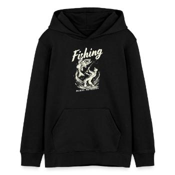 Fishing makes me happy - Teenager Organic Hoodie Mini Cruiser von Stanley/Stella - Schwarz - Vorne - AI Model Teenager Male light (155cm)