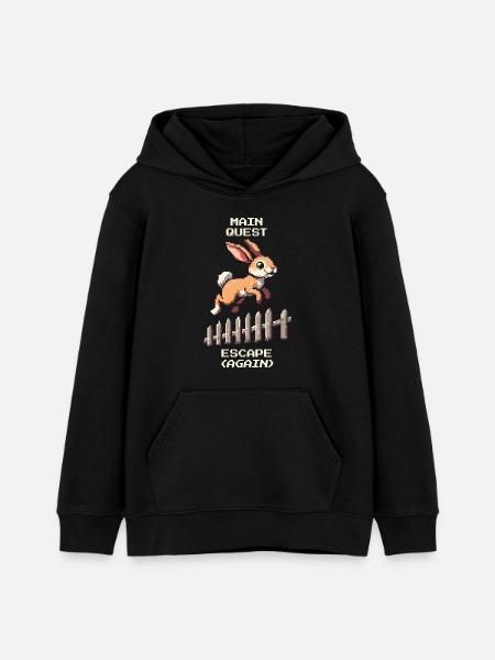 Quête principale Évasion | Blague d’évasion de lapin - Sweat à capuche ado bio Stanley/Stella - noir