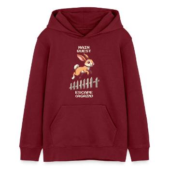 Quête principale Évasion | Blague d’évasion de lapin - Sweat à capuche ado bio Stanley/Stella - bordeaux - Devant - AI Model Teenager Male dark (155cm)