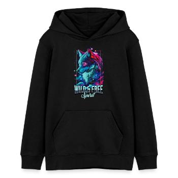 Wolf Wolfskopf Raubtier Wildnis Neon Bunt Kunst - Teenager Organic Hoodie Mini Cruiser von Stanley/Stella - Schwarz - Vorne - AI Model Teenager Male light (155cm)