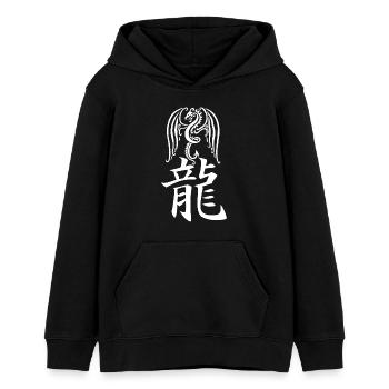 Dragon blanc manga - Sweat à capuche ado bio Stanley/Stella - noir - Devant - AI Model Teenager Male light (155cm)