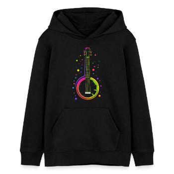 Banjo Cartoon Stil - Teenager Organic Hoodie Mini Cruiser von Stanley/Stella - Schwarz - Vorne - AI Model Teenager Male light (155cm)