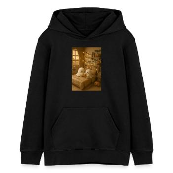 Halloween cozy Ghost - Teenager Organic Hoodie Mini Cruiser von Stanley/Stella - Schwarz - Vorne - AI Model Teenager Male light (155cm)