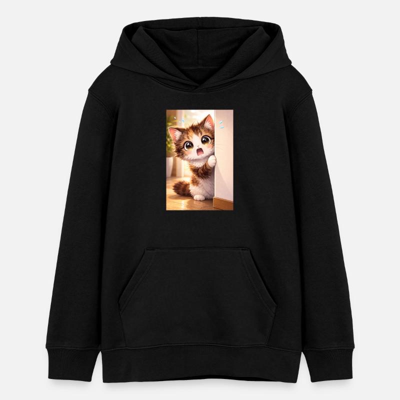 Un petit coup d’œil dans l’encadrement de la porte - Sweat à capuche ado bio Stanley/Stella - noir
