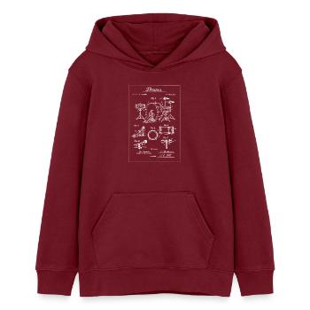 Vintage-Trommelset-Bauplan - Teenager Organic Hoodie Mini Cruiser von Stanley/Stella - Burgunderrot - Vorne - AI Model Teenager Male dark (155cm)