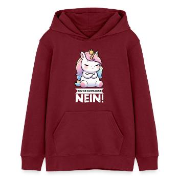Avant que vous ne demandiez, pas de licorne licornes fan de licorne - Sweat à capuche ado bio Stanley/Stella - bordeaux - Devant - AI Model Teenager Male dark (155cm)