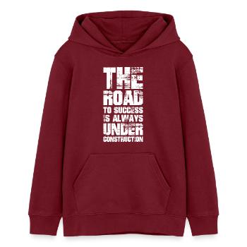 La route du succès est toujours en construction - Sweat à capuche ado bio Stanley/Stella - bordeaux - Devant - AI Model Teenager Male dark (155cm)